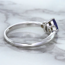 Load image into Gallery viewer, 0.59ct Pear Blue Sapphire Ring with diamond accents in 14K White Gold