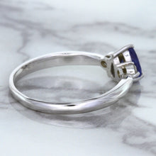 Load image into Gallery viewer, 0.59ct Pear Blue Sapphire Ring with diamond accents in 14K White Gold