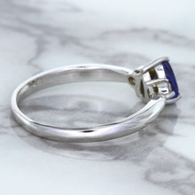 Load image into Gallery viewer, 0.59ct Pear Blue Sapphire Ring with diamond accents in 14K White Gold