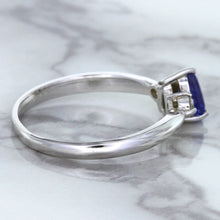 Load image into Gallery viewer, 0.59ct Pear Blue Sapphire Ring with diamond accents in 14K White Gold