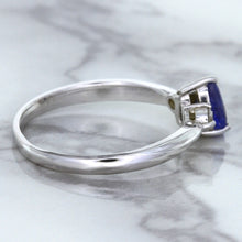 Load image into Gallery viewer, 0.59ct Pear Blue Sapphire Ring with diamond accents in 14K White Gold