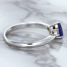 Load image into Gallery viewer, 0.59ct Pear Blue Sapphire Ring with diamond accents in 14K White Gold