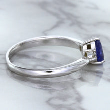 Load image into Gallery viewer, 0.59ct Pear Blue Sapphire Ring with diamond accents in 14K White Gold