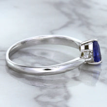 Load image into Gallery viewer, 0.59ct Pear Blue Sapphire Ring with diamond accents in 14K White Gold