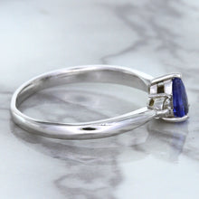 Load image into Gallery viewer, 0.59ct Pear Blue Sapphire Ring with diamond accents in 14K White Gold