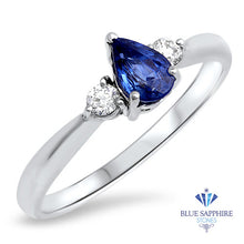 Load image into Gallery viewer, 0.59ct Pear Blue Sappire Ring with diamond accents in 14K White Gold
