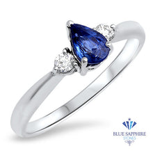 Load image into Gallery viewer, 0.59ct Pear Blue Sappire Ring with diamond accents in 14K White Gold