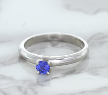 Load image into Gallery viewer, 0.28ct Round Blue Sapphire Ring in 14K White Gold