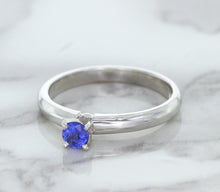 Load image into Gallery viewer, 0.28ct Round Blue Sapphire Ring in 14K White Gold