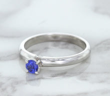 Load image into Gallery viewer, 0.28ct Round Blue Sapphire Ring in 14K White Gold