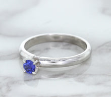 Load image into Gallery viewer, 0.28ct Round Blue Sapphire Ring in 14K White Gold