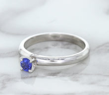 Load image into Gallery viewer, 0.28ct Round Blue Sapphire Ring in 14K White Gold
