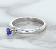 Load image into Gallery viewer, 0.28ct Round Blue Sapphire Ring in 14K White Gold