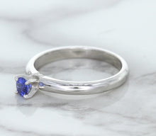 Load image into Gallery viewer, 0.28ct Round Blue Sapphire Ring in 14K White Gold
