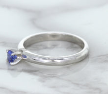 Load image into Gallery viewer, 0.28ct Round Blue Sapphire Ring in 14K White Gold