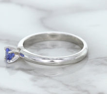 Load image into Gallery viewer, 0.28ct Round Blue Sapphire Ring in 14K White Gold