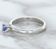Load image into Gallery viewer, 0.28ct Round Blue Sapphire Ring in 14K White Gold