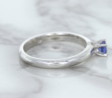Load image into Gallery viewer, 0.28ct Round Blue Sapphire Ring in 14K White Gold
