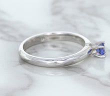 Load image into Gallery viewer, 0.28ct Round Blue Sapphire Ring in 14K White Gold