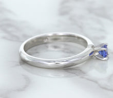 Load image into Gallery viewer, 0.28ct Round Blue Sapphire Ring in 14K White Gold