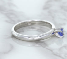 Load image into Gallery viewer, 0.28ct Round Blue Sapphire Ring in 14K White Gold