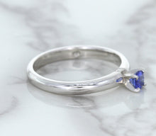 Load image into Gallery viewer, 0.28ct Round Blue Sapphire Ring in 14K White Gold
