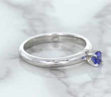 Load image into Gallery viewer, 0.28ct Round Blue Sapphire Ring in 14K White Gold