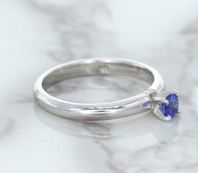 Load image into Gallery viewer, 0.28ct Round Blue Sapphire Ring in 14K White Gold