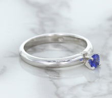 Load image into Gallery viewer, 0.28ct Round Blue Sapphire Ring in 14K White Gold