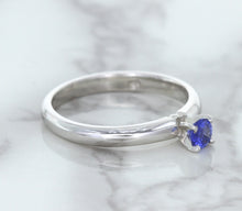 Load image into Gallery viewer, 0.28ct Round Blue Sapphire Ring in 14K White Gold