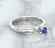 Load image into Gallery viewer, 0.28ct Round Blue Sapphire Ring in 14K White Gold
