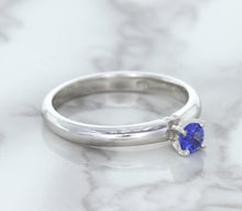Load image into Gallery viewer, 0.28ct Round Blue Sapphire Ring in 14K White Gold