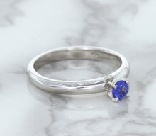 Load image into Gallery viewer, 0.28ct Round Blue Sapphire Ring in 14K White Gold