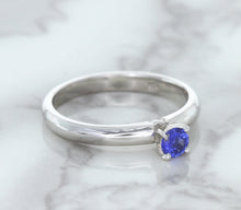 Load image into Gallery viewer, 0.28ct Round Blue Sapphire Ring in 14K White Gold