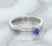 Load image into Gallery viewer, 0.28ct Round Blue Sapphire Ring in 14K White Gold