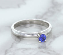 Load image into Gallery viewer, 0.28ct Round Blue Sapphire Ring in 14K White Gold