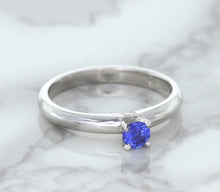 Load image into Gallery viewer, 0.28ct Round Blue Sapphire Ring in 14K White Gold