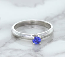 Load image into Gallery viewer, 0.28ct Round Blue Sapphire Ring in 14K White Gold