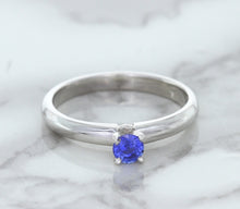 Load image into Gallery viewer, 0.28ct Round Blue Sapphire Ring in 14K White Gold