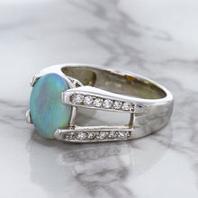 Load image into Gallery viewer, 1.65ct Oval Opal Ring with Diamond Accents in 14K White Gold