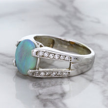 Load image into Gallery viewer, 1.65ct Oval Opal Ring with Diamond Accents in 14K White Gold