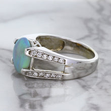 Load image into Gallery viewer, 1.65ct Oval Opal Ring with Diamond Accents in 14K White Gold