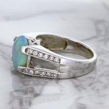 Load image into Gallery viewer, 1.65ct Oval Opal Ring with Diamond Accents in 14K White Gold