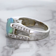 Load image into Gallery viewer, 1.65ct Oval Opal Ring with Diamond Accents in 14K White Gold
