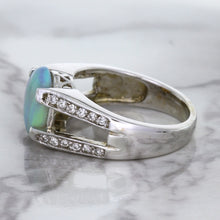 Load image into Gallery viewer, 1.65ct Oval Opal Ring with Diamond Accents in 14K White Gold
