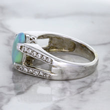 Load image into Gallery viewer, 1.65ct Oval Opal Ring with Diamond Accents in 14K White Gold