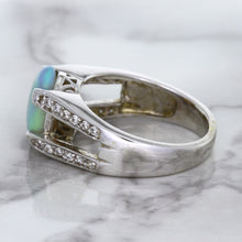 Load image into Gallery viewer, 1.65ct Oval Opal Ring with Diamond Accents in 14K White Gold