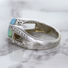 Load image into Gallery viewer, 1.65ct Oval Opal Ring with Diamond Accents in 14K White Gold