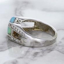 Load image into Gallery viewer, 1.65ct Oval Opal Ring with Diamond Accents in 14K White Gold