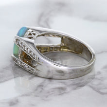 Load image into Gallery viewer, 1.65ct Oval Opal Ring with Diamond Accents in 14K White Gold